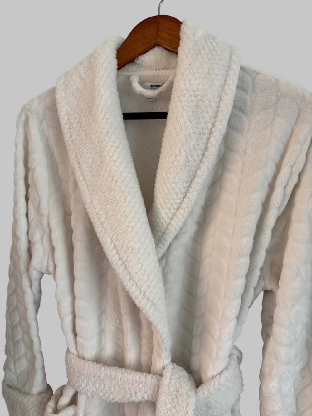 Sonoma Cream Quilted Plush Shawl Collar Bath Robe size Small - Picture 3 of 7